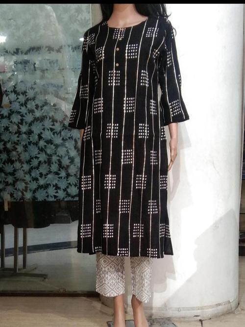 cotton kurti set black color flower - 17842543 - Very Small Image - 1