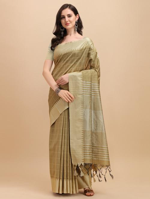 checkered bhagalpuri saree with blouse - 17842831 - Very Small Image - 1
