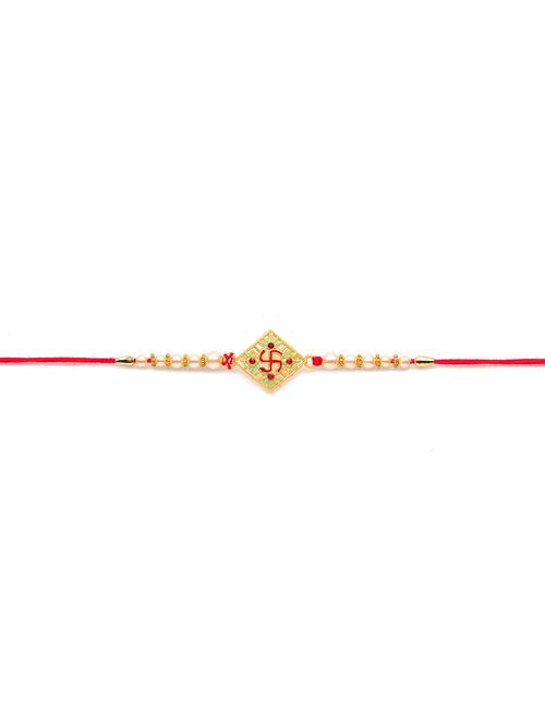 red & gold-coloured thread rakhi - 17843068 - Very Small Image - 1