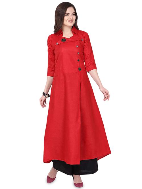 solid flared kurta - 17843297 - Very Small Image - 1