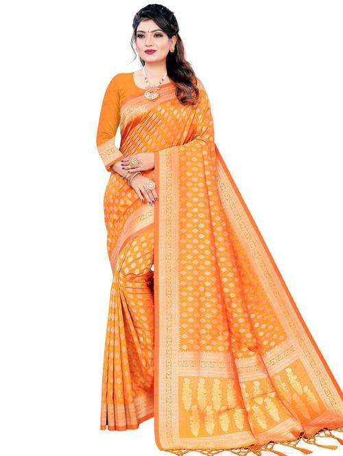 ethnic motifs banarasi saree with blouse - 17844178 - Very Small Image - 1