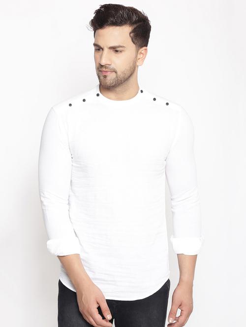 white solid linen short kurta - 17844353 - Very Small Image - 1