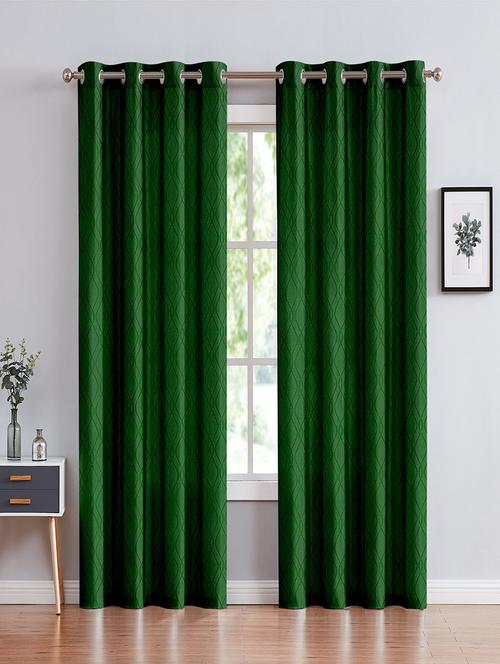 cortina emboos new polyester long door curtain 9ft-pack of 2 -green - 17844676 - Very Small Image - 1