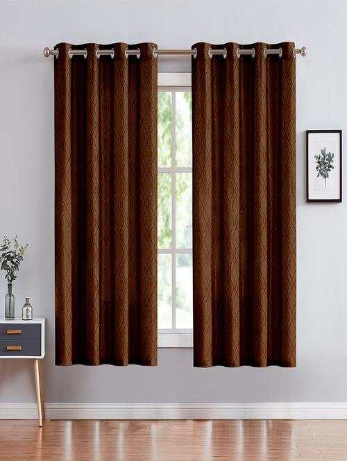 cortina emboos new polyester window curtain 5ft-pack of 2 -brown - 17844677 - Very Small Image - 1