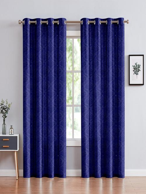 cortina emboos new polyester long door curtain 9ft-pack of 2 -blue - 17844685 - Very Small Image - 1