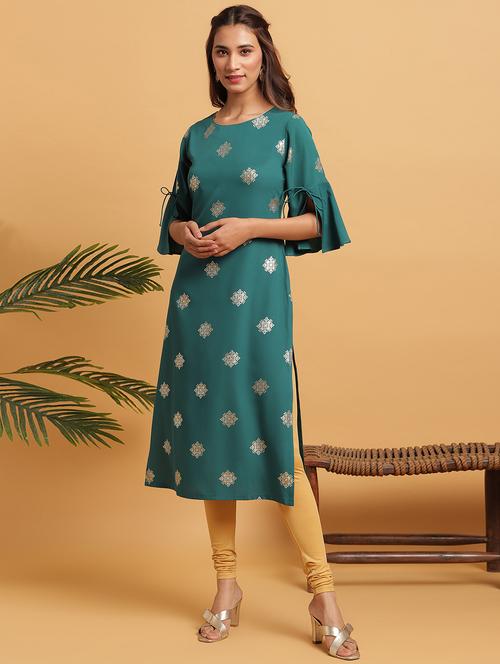 foil print straight kurta - 17845041 - Very Small Image - 1