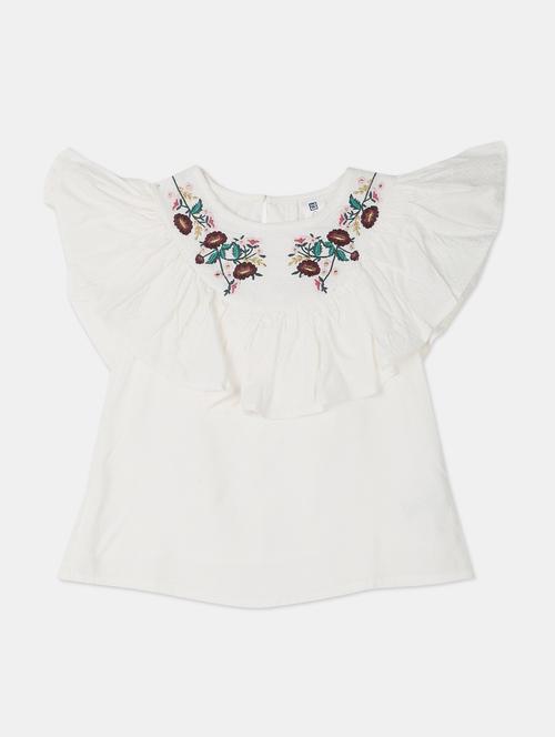 white embroidered detail regular top - 17846289 - Very Small Image - 1