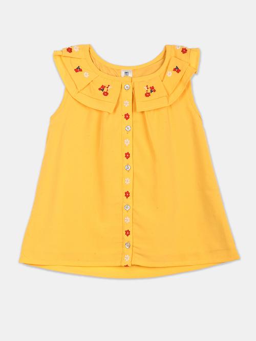 yellow embroidered detail regular top - 17846465 - Very Small Image - 1