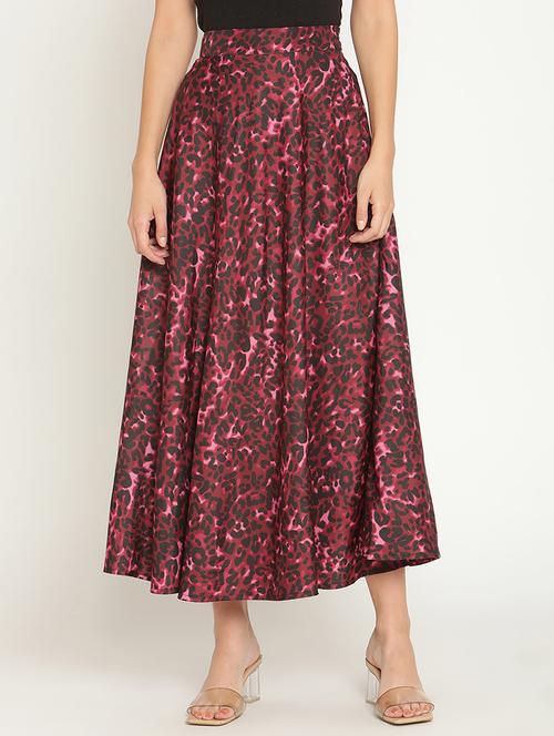 high rise animal print flared skirt - 17847070 - Very Small Image - 1