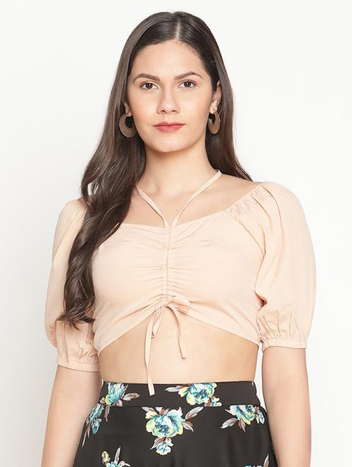 ruched front solid top - 17847073 - Very Small Image - 1