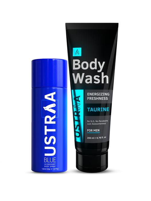 ustraa blue deodorant - 150ml & body wash taurine - 200g - 17847515 - Very Small Image - 1