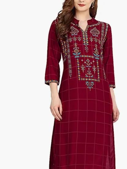 red cotton kurti - 17847546 - Very Small Image - 1