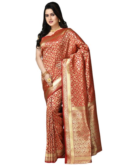 floral banarasi saree with blouse - 17848427 - Very Small Image - 1