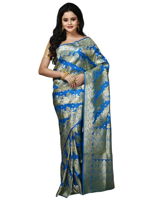 zari work banarasi saree with blouse - 17848446 - Very Small Image - 1