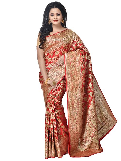 zari work banarasi saree with blouse - 17848449 - Very Small Image - 1