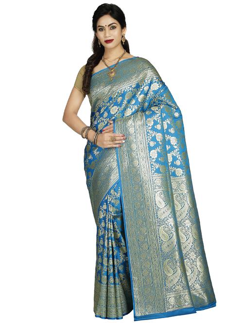 zari work banarasi saree with blouse - 17848450 - Very Small Image - 1