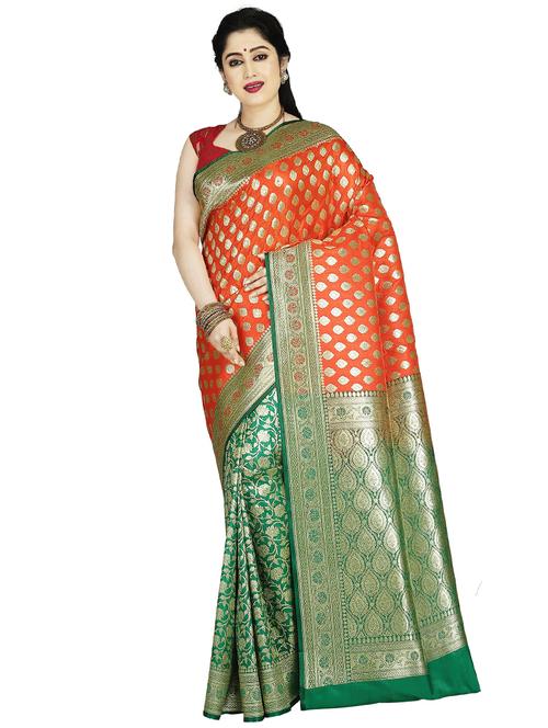 zari work banarasi saree with blouse - 17848452 - Very Small Image - 1