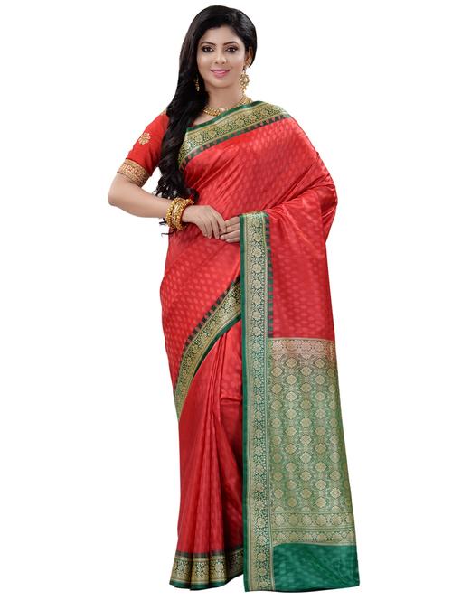 solid banarasi saree with blouse - 17848478 - Very Small Image - 1