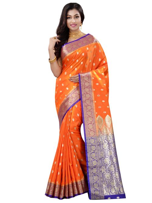 self design banarasi saree with blouse - 17848483 - Very Small Image - 1
