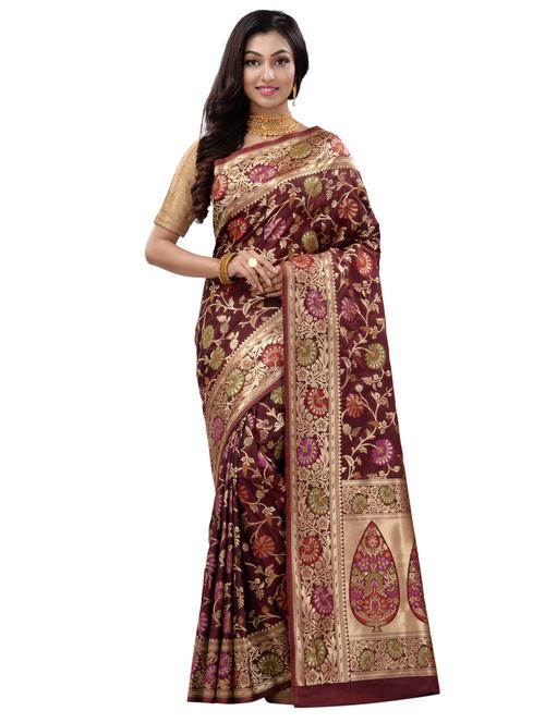 jacquard banarasi saree with blouse - 17848510 - Very Small Image - 1