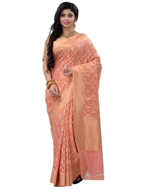 self design banarasi saree with blouse - 17848526 - Very Small Image - 1