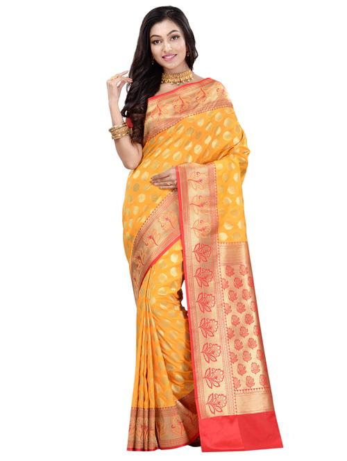 self design banarasi saree with blouse - 17848539 - Very Small Image - 1