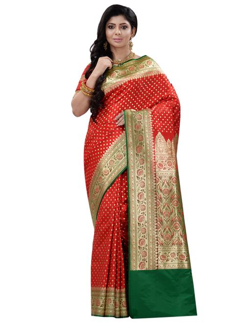 self design banarasi saree with blouse - 17848544 - Very Small Image - 1