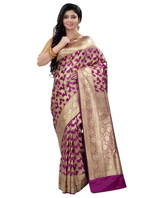 self design banarasi saree with blouse - 17848557 - Very Small Image - 1