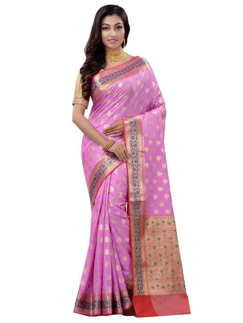 self design banarasi saree with blouse - 17848561 - Very Small Image - 1