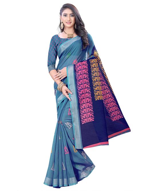 cotton linen saree - 17848619 - Very Small Image - 1