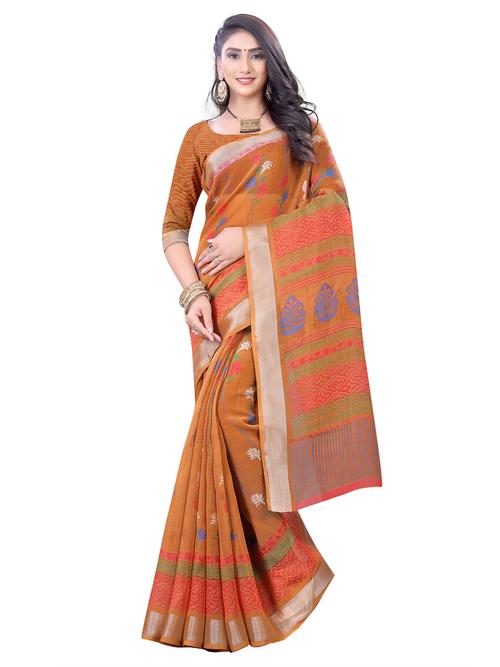 cotton linen saree - 17848632 - Very Small Image - 1