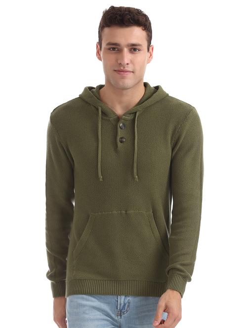 olive green solid pullover - 17849916 - Very Small Image - 1