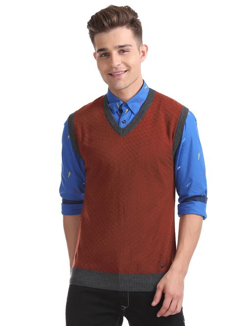 orange self design pullover - 17849925 - Very Small Image - 1