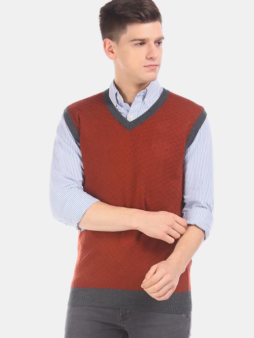 orange self design pullover - 17849930 - Very Small Image - 1