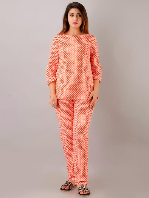 orange printed nightwear set - 17849988 - Very Small Image - 1