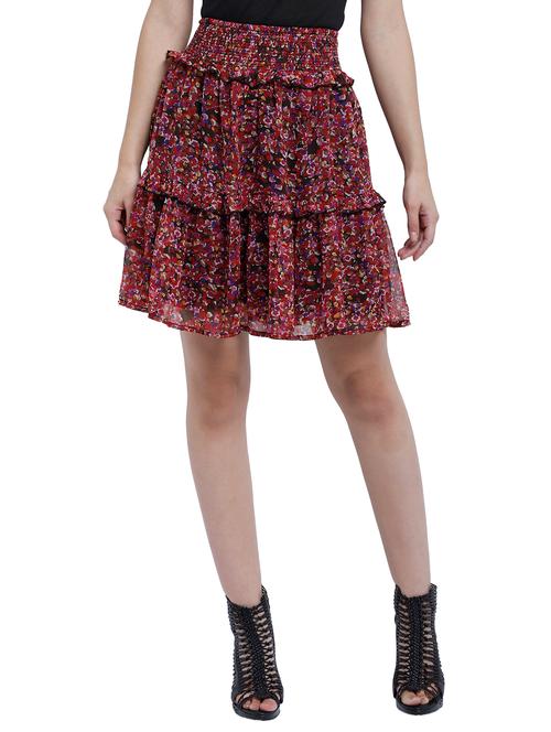 red printed a-line skirt - 17850548 - Very Small Image - 1