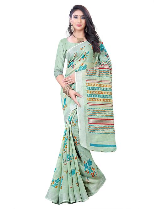sambalpuri printed linen saree with blouse - 17850813 - Very Small Image - 1