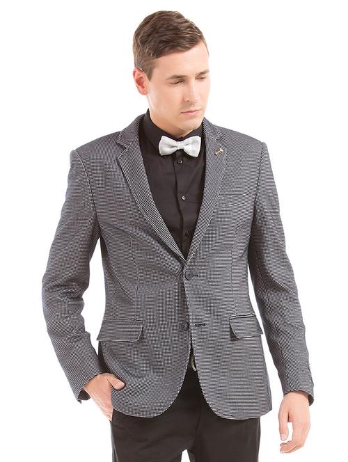 blue checkered single breasted casual blazer - 17850830 - Very Small Image - 1