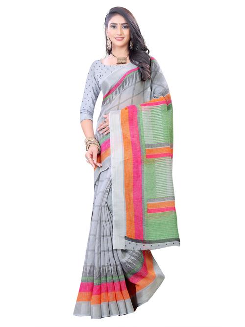 sambalpuri printed linen saree with blouse - 17850852 - Very Small Image - 1