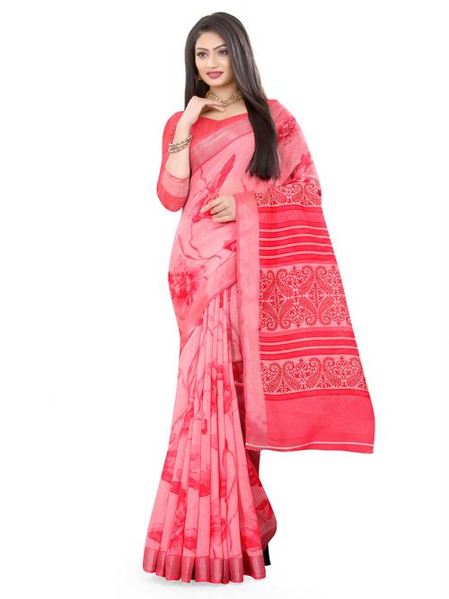 sambalpuri printed linen saree with blouse - 17850858 - Very Small Image - 1