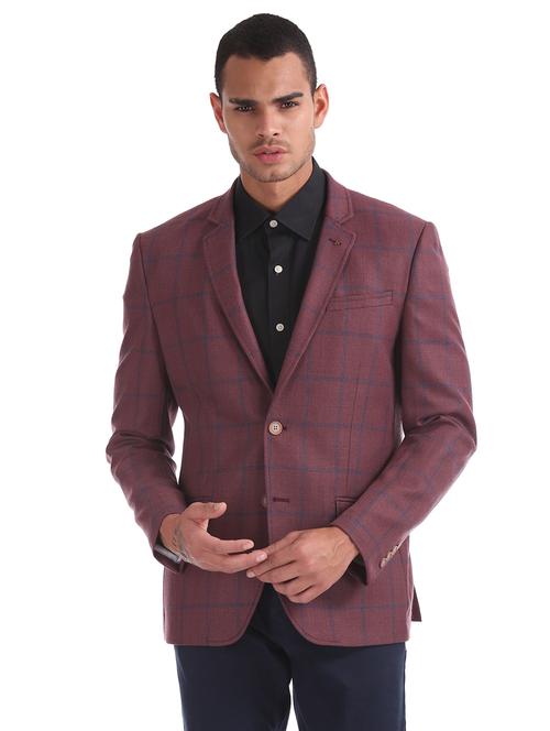 red checkered single breasted formal blazer - 17850966 - Very Small Image - 1