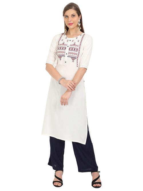 yoke embroidered straight kurta - 17851002 - Very Small Image - 1
