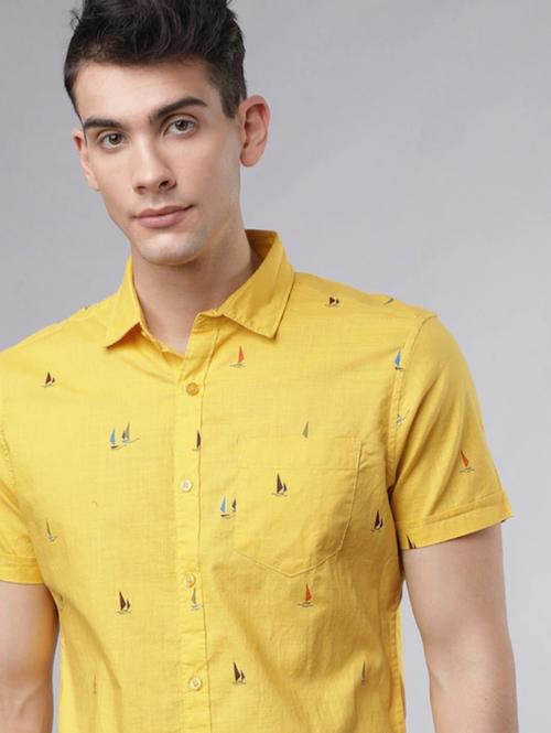 yellow cotton casual shirt - 17851303 - Very Small Image - 1