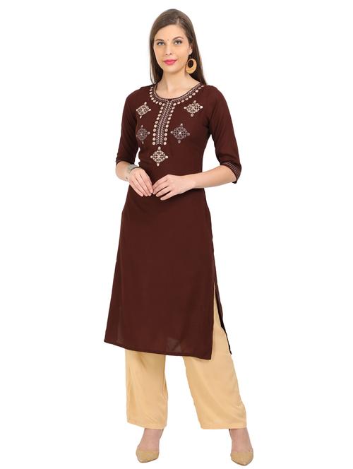 yoke embroidered straight kurta - 17851369 - Very Small Image - 1