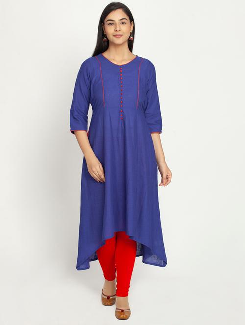 solid high low kurta - 17852162 - Very Small Image - 1