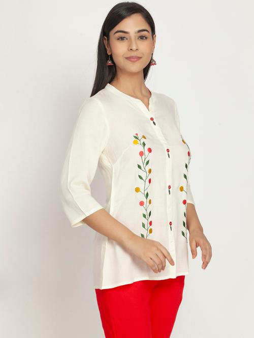 embroidered straight kurti - 17852171 - Very Small Image - 1