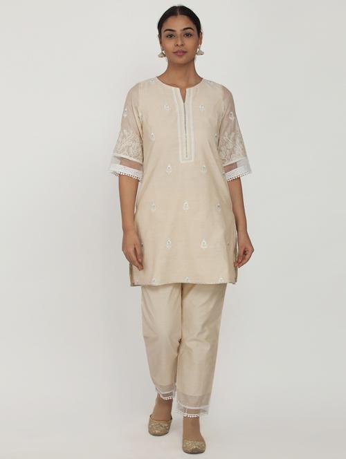 embroidered kurta palazzo set - 17853182 - Very Small Image - 1