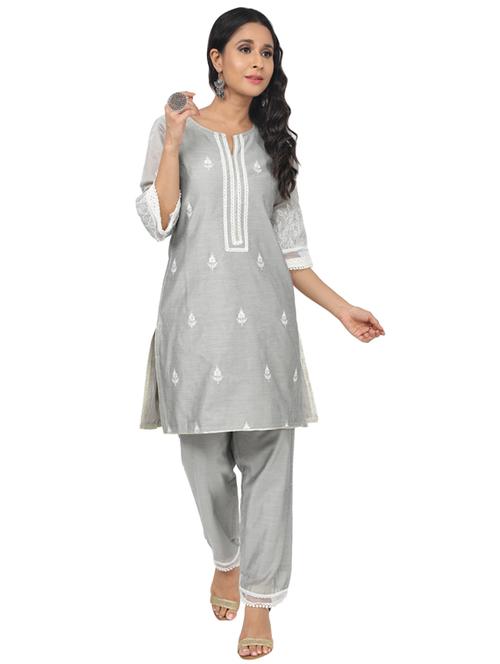 embroidered kurta pant set - 17853213 - Very Small Image - 1