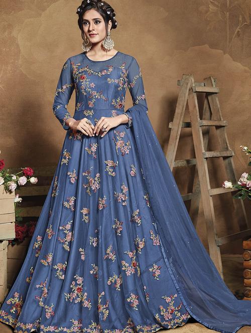 indigo net semistitched suit - 17853269 - Very Small Image - 1