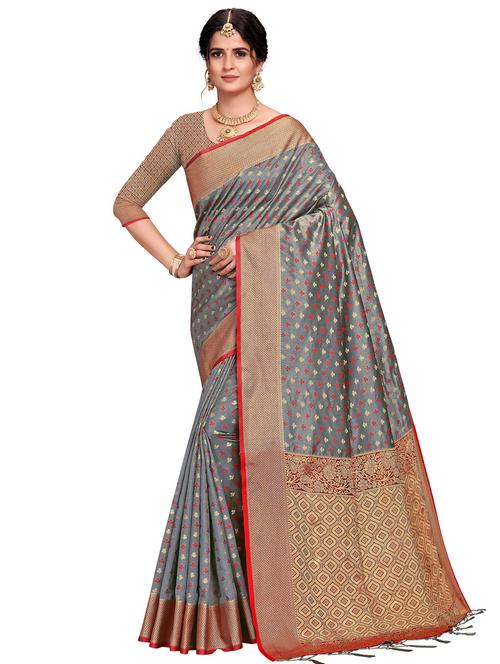 zari work banarasi saree with blouse - 17853312 - Very Small Image - 1